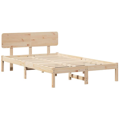 Bettgestell mit Kopfteil Natur 135 x 190 cm