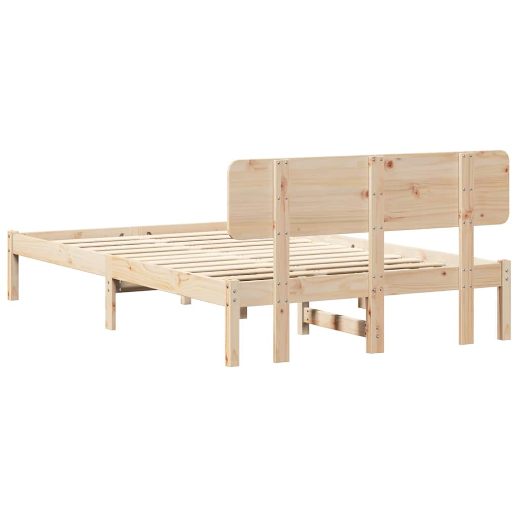 Bettgestell mit Kopfteil Natur 135 x 190 cm