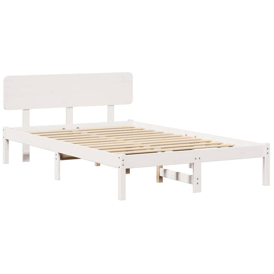 Bettgestell mit Kopfteil Weiß 135 x 190 cm