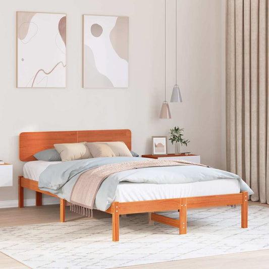 Bettgestell mit Kopfteil Wachsbraun 120 x 190 cm