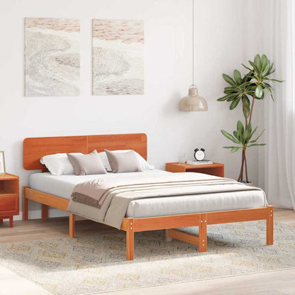 Bettgestell mit Kopfteil Wachsbraun 120 x 190 cm