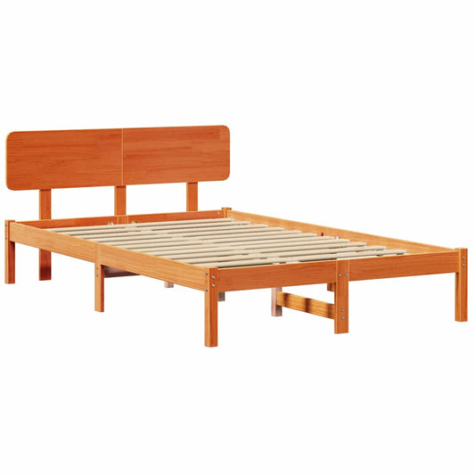 Bettgestell mit Kopfteil Wachsbraun 120 x 190 cm