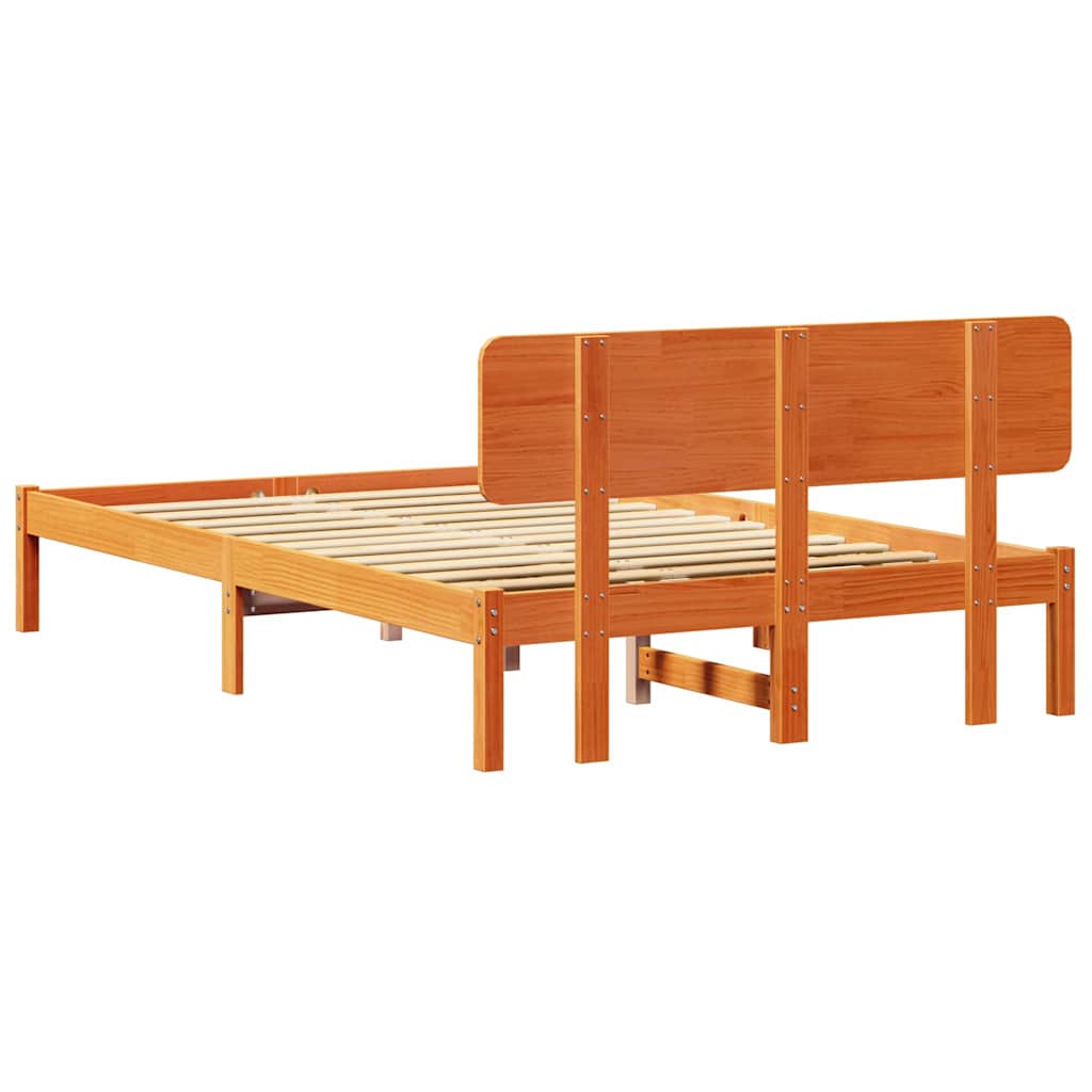 Bettgestell mit Kopfteil Wachsbraun 120 x 190 cm
