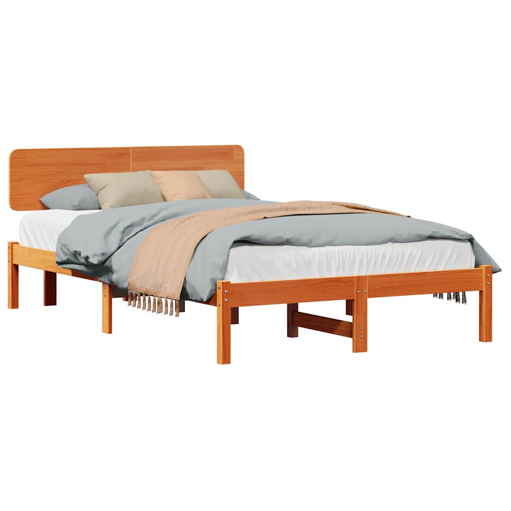 Bettgestell mit Kopfteil Wachsbraun 120 x 190 cm