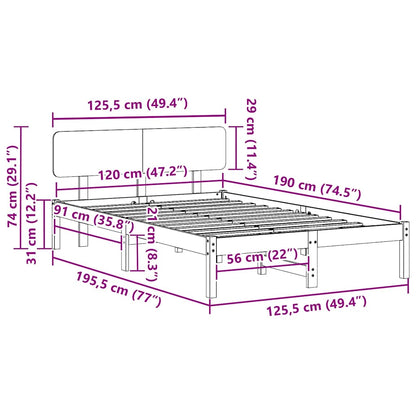 Bettgestell mit Kopfteil Wachsbraun 120 x 190 cm