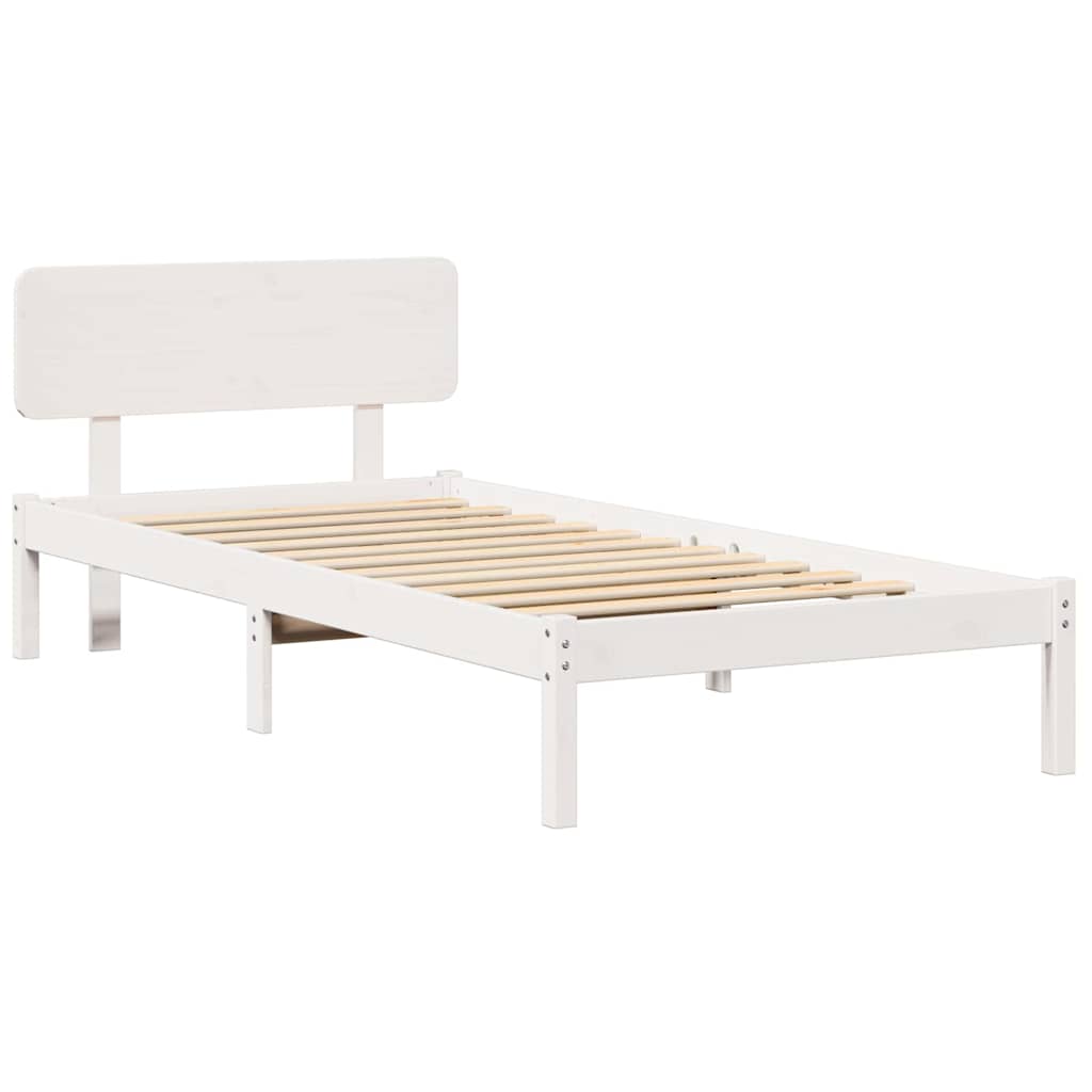 Bettgestell mit Kopfteil Weiß 90 x 200 cm