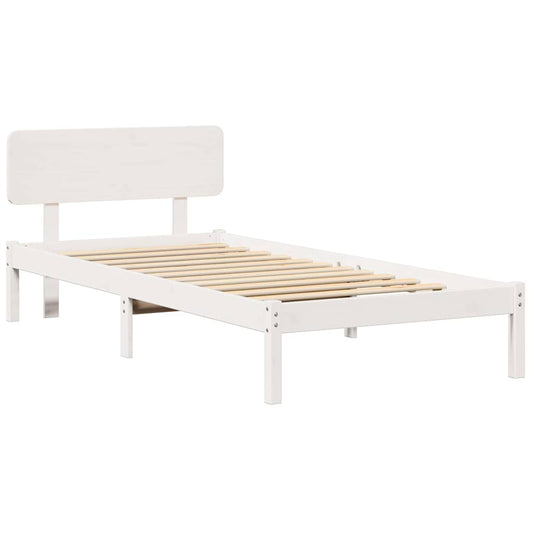 Bettgestell mit Kopfteil Weiß 90 x 200 cm