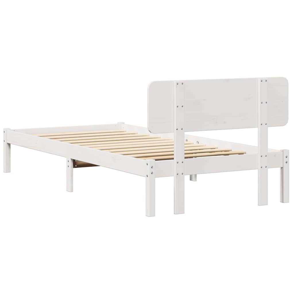 Bettgestell mit Kopfteil Weiß 90 x 200 cm