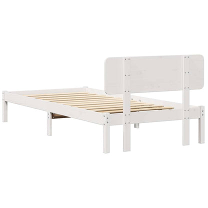 Bettgestell mit Kopfteil Weiß 90 x 200 cm