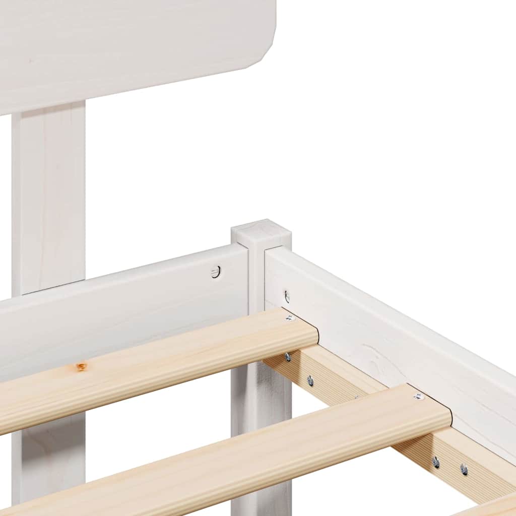 Bettrahmen mit Kopfteil Weiß 80 x 200 cm Massives Kiefernholz