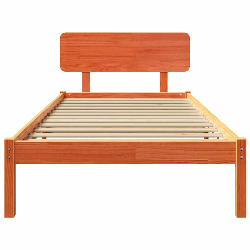 Bettgestell mit Kopfteil Wachsbraun 90 x 190 cm