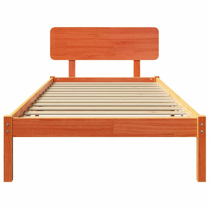Bettgestell mit Kopfteil Wachsbraun 90 x 190 cm
