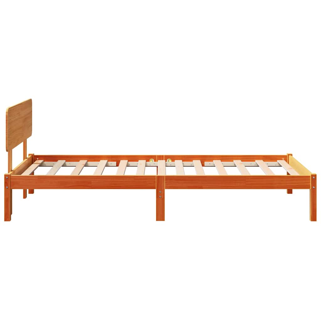 Bettgestell mit Kopfteil Wachsbraun 90 x 190 cm
