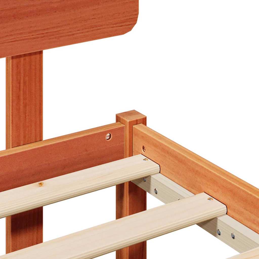 Bettgestell mit Kopfteil Wachsbraun 75 x 190 cm