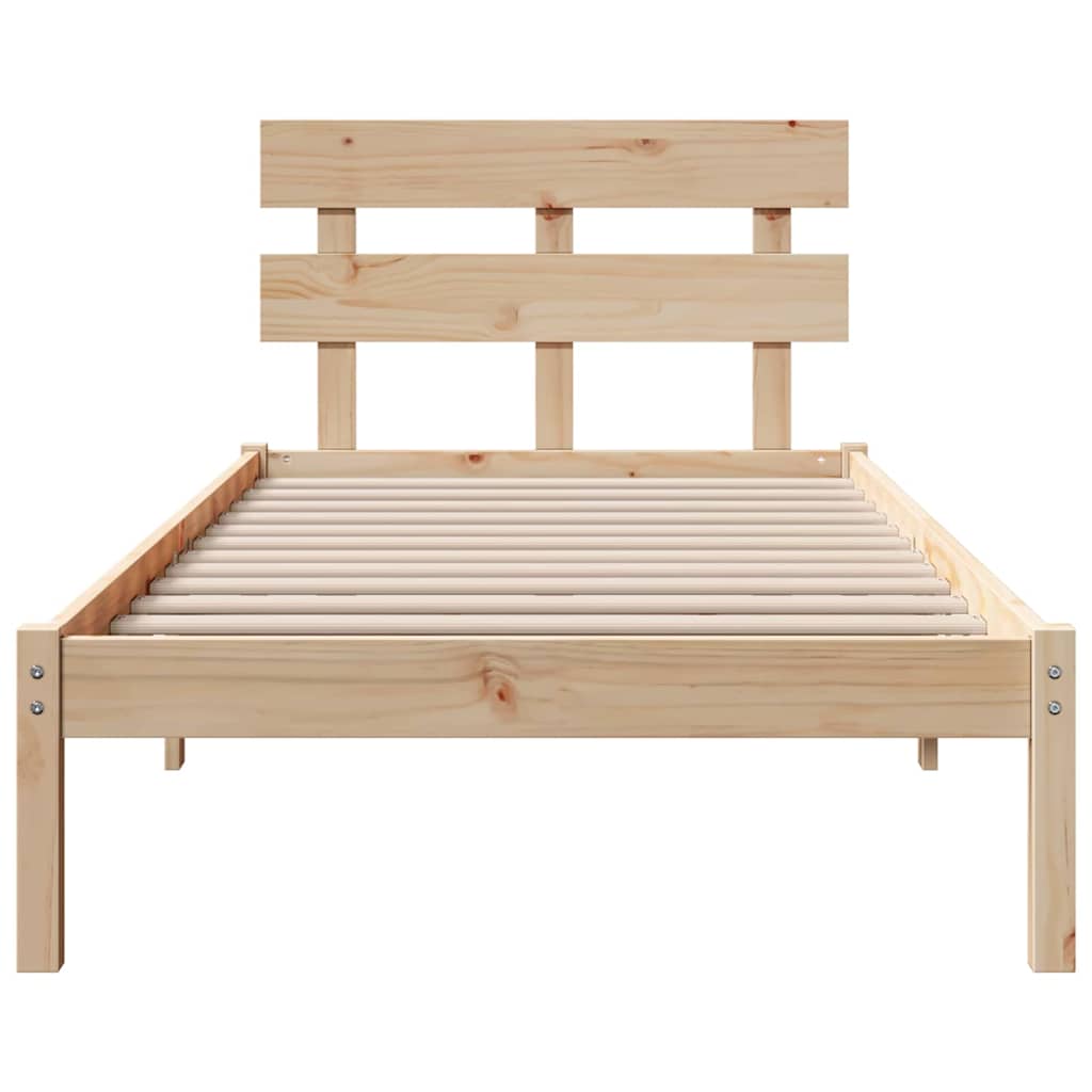 Bettgestell mit Kopfteil Braun 90 x 200 cm Massivholz Kiefer