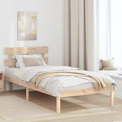 Bettgestell mit Kopfteil Braun 100 x 200 cm Massivholz Kiefer