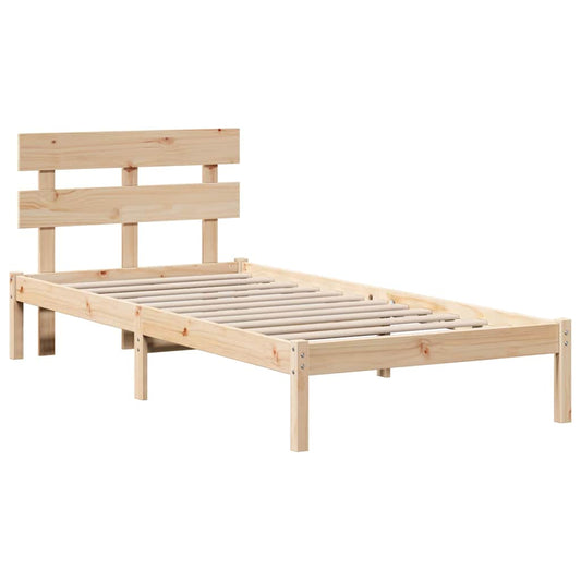 Bettgestell mit Kopfteil Braun 100 x 200 cm Massivholz Kiefer
