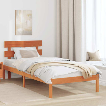 Bettgestell mit Kopfteil Braun 90 x 190 cm Massivholz Kiefer