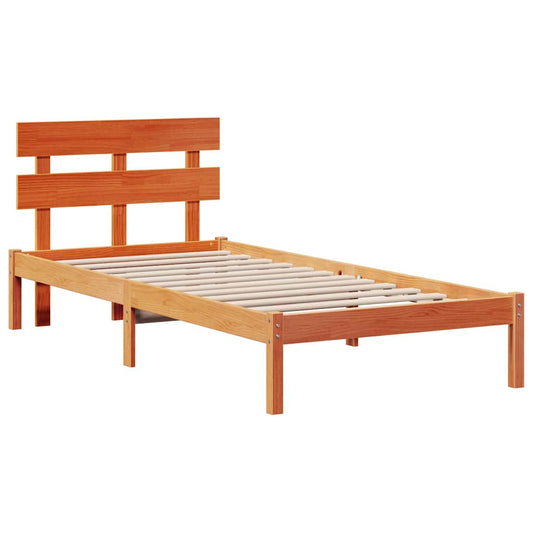Bettgestell mit Kopfteil Braun 90 x 190 cm Massivholz Kiefer