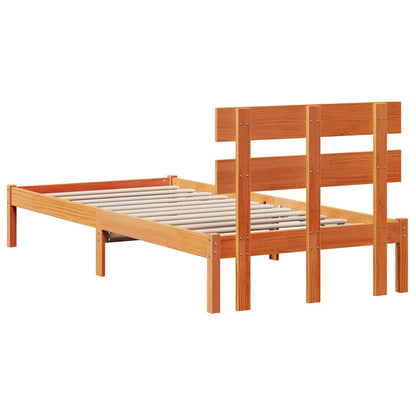 Bettgestell mit Kopfteil Braun 90 x 190 cm Massivholz Kiefer