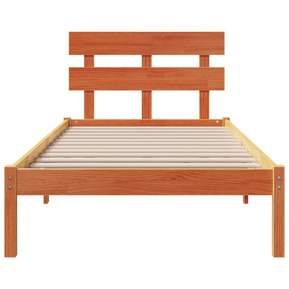 Bettgestell mit Kopfteil Braun 90 x 190 cm Massivholz Kiefer