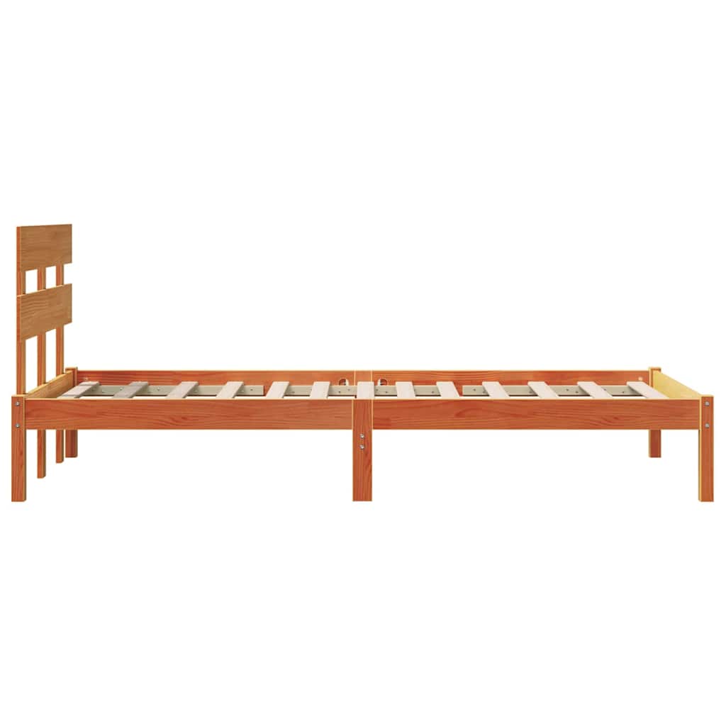 Bettgestell mit Kopfteil Braun 90 x 190 cm Massivholz Kiefer