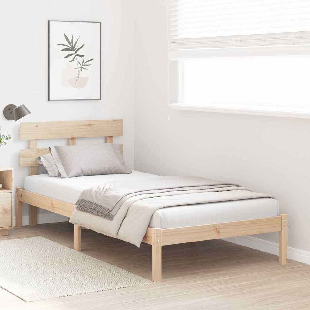 Bettgestell mit Kopfteil Braun 75 x 190 cm Massivholz Kiefer