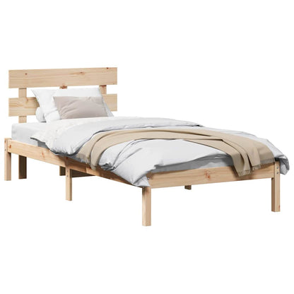 Bettgestell mit Kopfteil Braun 75 x 190 cm Massivholz Kiefer