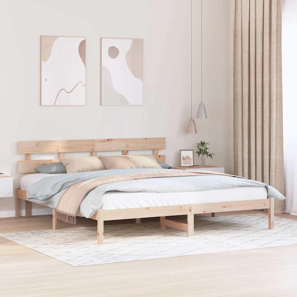 Bettgestell mit Kopfteil Braun 200 x 200 cm Massivholz Kiefer