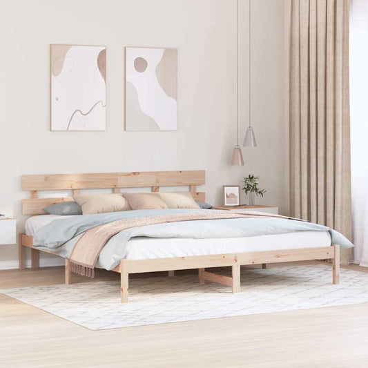 Bettgestell mit Kopfteil Braun 200 x 200 cm Massivholz Kiefer