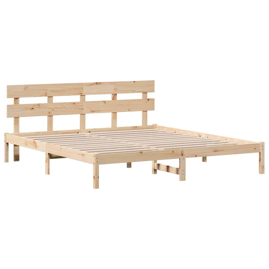 Bettgestell mit Kopfteil Braun 200 x 200 cm Massivholz Kiefer