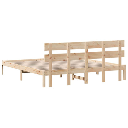 Bettgestell mit Kopfteil Braun 200 x 200 cm Massivholz Kiefer