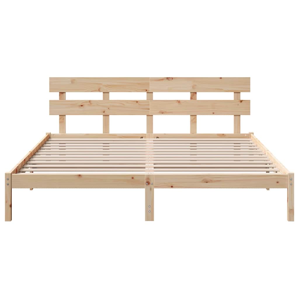 Bettgestell mit Kopfteil Braun 200 x 200 cm Massivholz Kiefer
