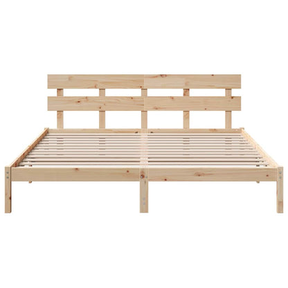 Bettgestell mit Kopfteil Braun 200 x 200 cm Massivholz Kiefer