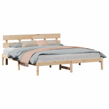 Bettgestell mit Kopfteil Braun 200 x 200 cm Massivholz Kiefer