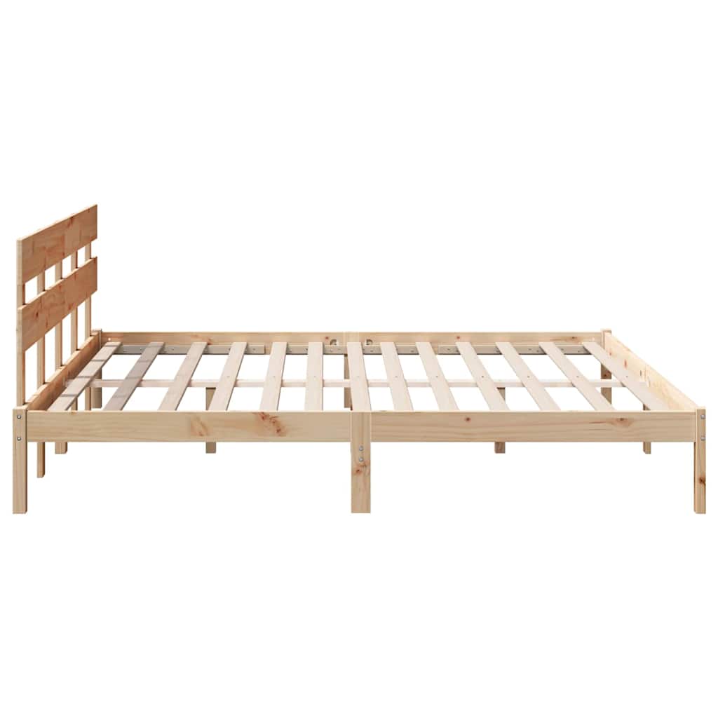 Bettgestell mit Kopfteil Braun 200 x 200 cm Massivholz Kiefer