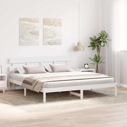 Bettgestell mit Kopfteil Weiß 200 x 200 cm Massivholz Kiefer
