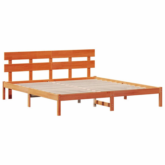 Bettgestell mit Kopfteil Braun 200 x 200 cm Massivholz Kiefer