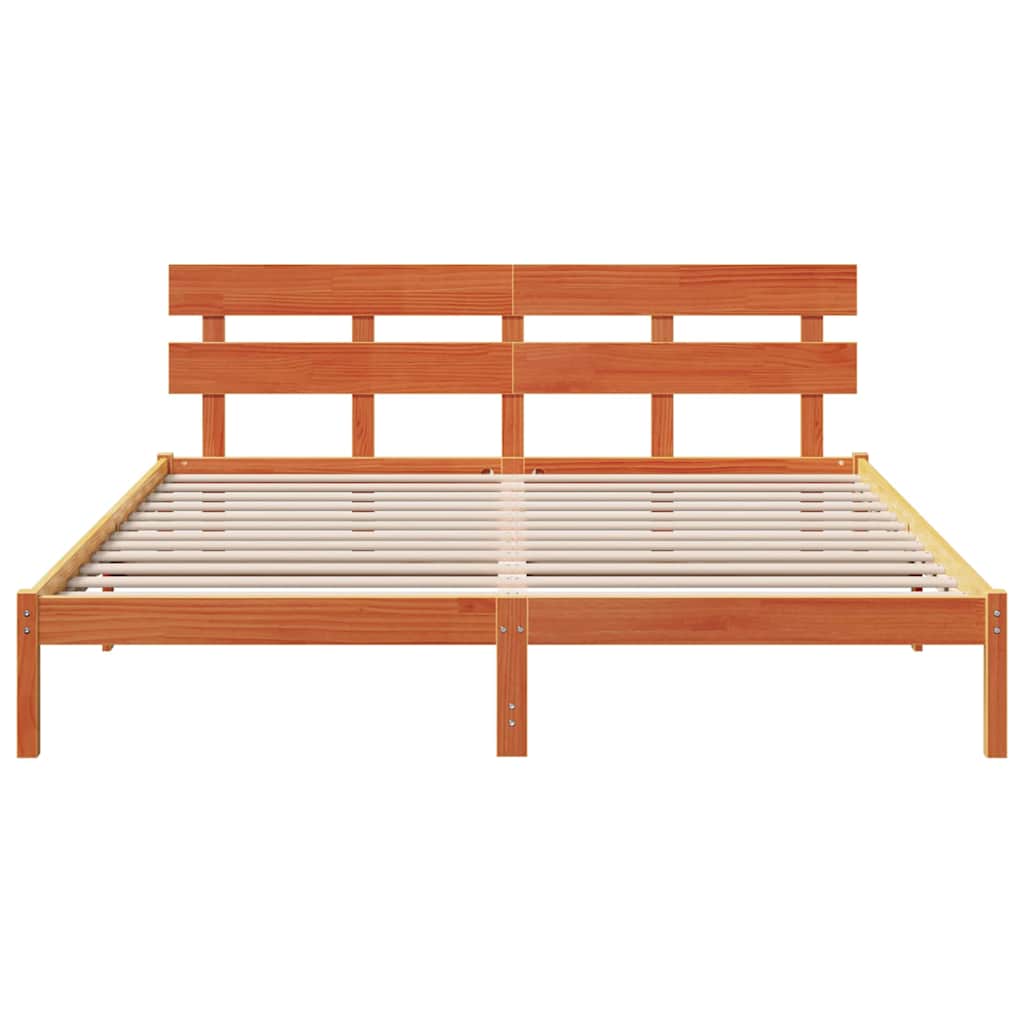 Bettgestell mit Kopfteil Braun 200 x 200 cm Massivholz Kiefer