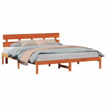 Bettgestell mit Kopfteil Braun 200 x 200 cm Massivholz Kiefer