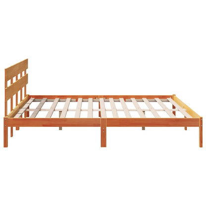 Bettgestell mit Kopfteil Braun 200 x 200 cm Massivholz Kiefer