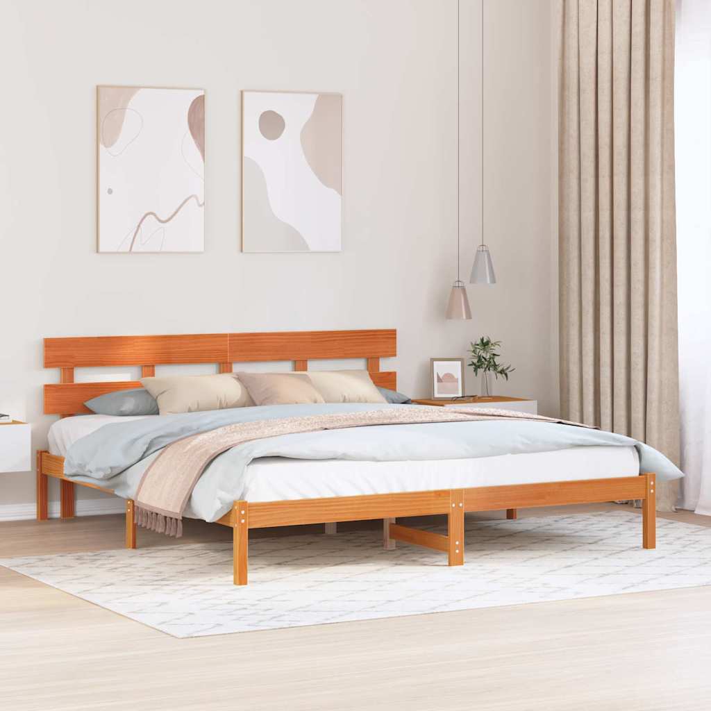 Bettgestell mit Kopfteil Braun 180 x 200 cm Massivholz Kiefer