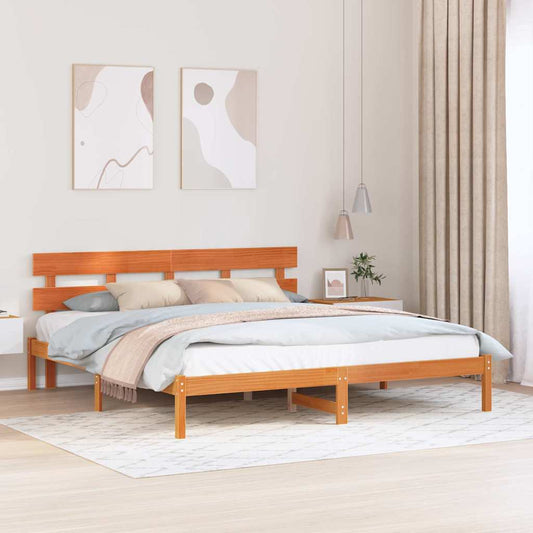 Bettgestell mit Kopfteil Braun 180 x 200 cm Massivholz Kiefer