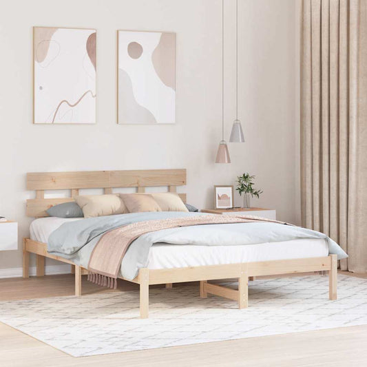 Bettgestell mit Kopfteil Braun 160 x 200 cm Massivholz Kiefer