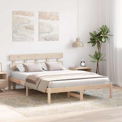 Bettgestell mit Kopfteil Braun 160 x 200 cm Massivholz Kiefer