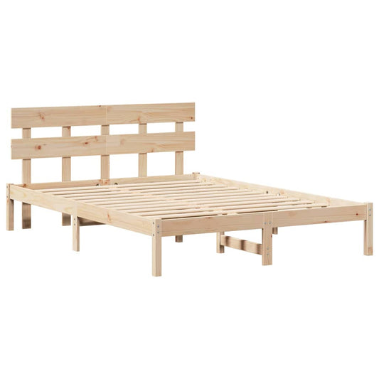 Bettgestell mit Kopfteil Braun 150 x 200 cm Massivholz Kiefer