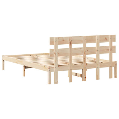 Bettgestell mit Kopfteil Braun 150 x 200 cm Massivholz Kiefer