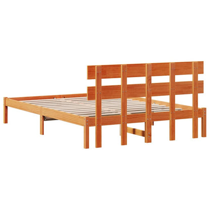 Bettgestell mit Kopfteil Braun 150 x 200 cm Massivholz Kiefer