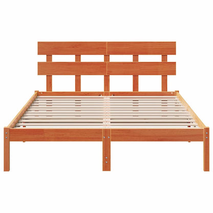 Bettgestell mit Kopfteil Braun 150 x 200 cm Massivholz Kiefer