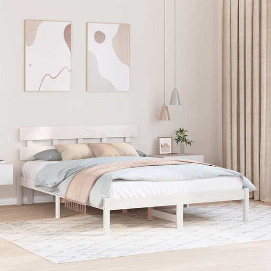 Bettgestell mit Kopfteil Braun 140 x 200 cm Massivholz Kiefer